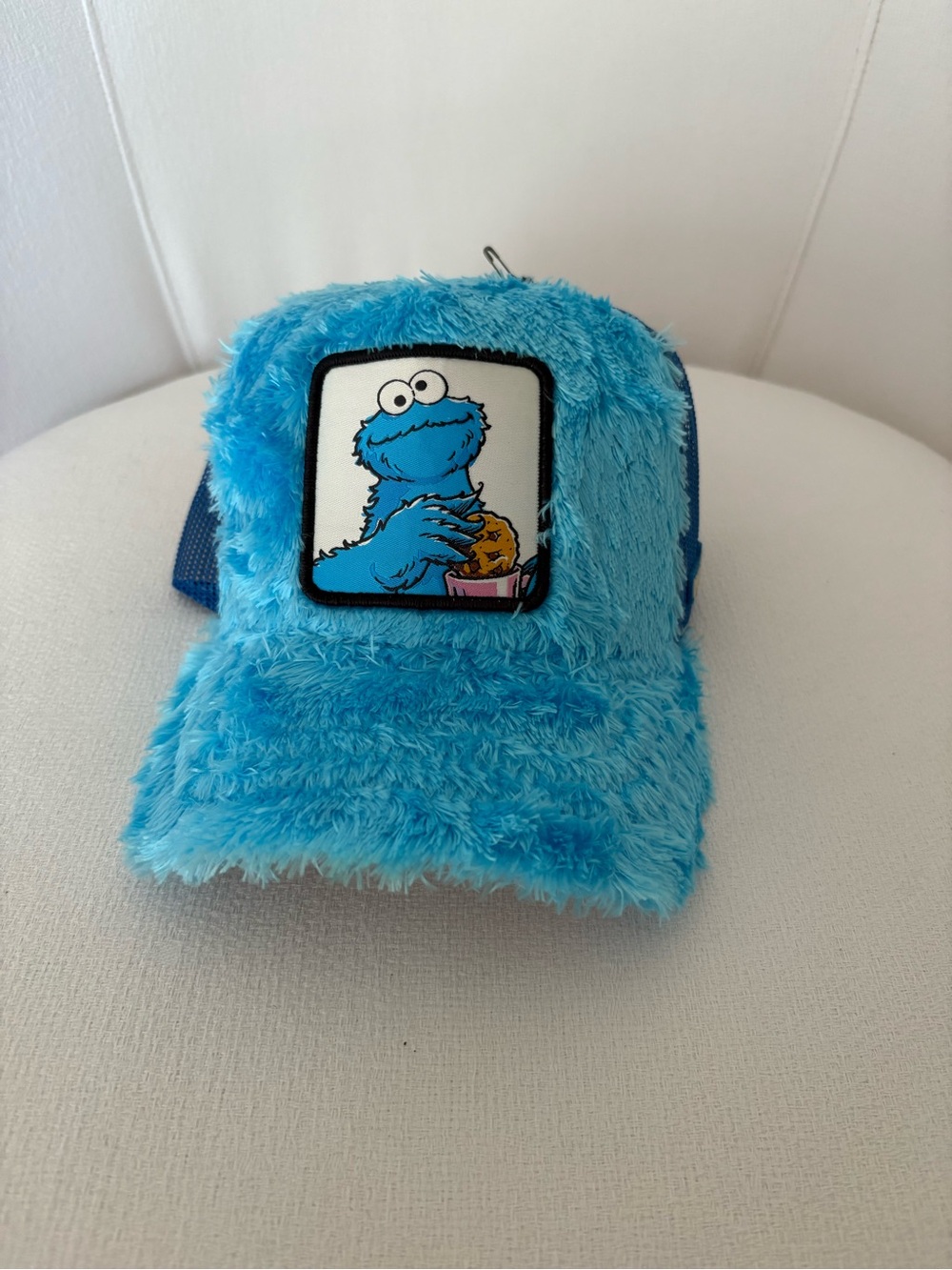 Sesame Street Overlord Blue Fuzzy Cookie Monster Baseball Cap